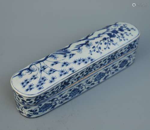 A Chinese Blue And White Porcelain Box with Cover