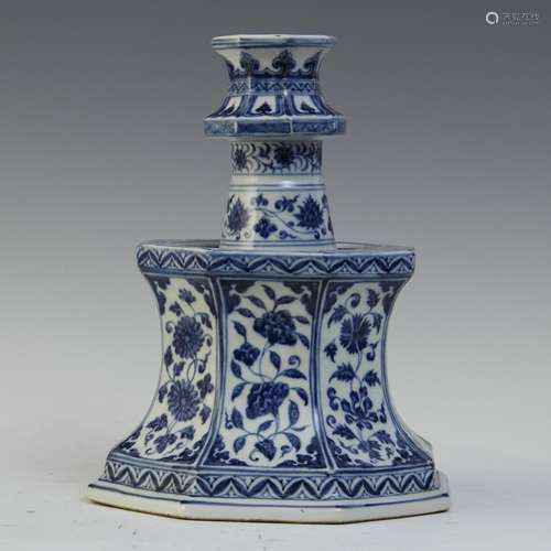 A Chinese Blue And White Porcelain Candleholder