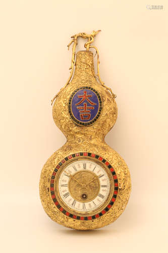 A Chinese Gilt Bronze Wall Clock