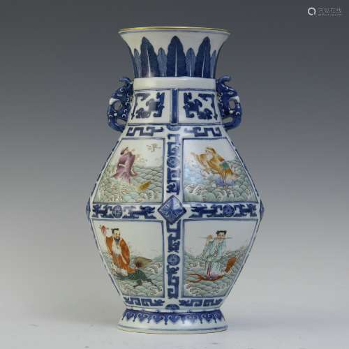 A Chinese Famille-Rose Porcelain Vase With Figures