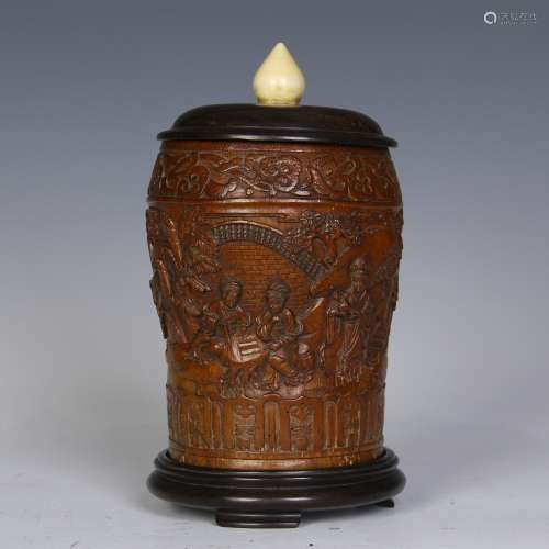 A Chinese Bamboo Carved Jar