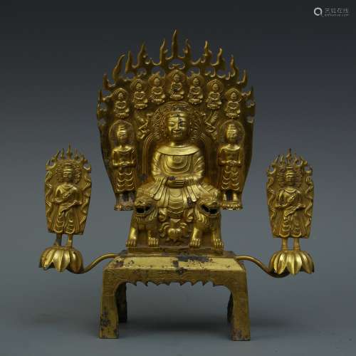 A Set of Three Chinese Gilt Bronze Buddha