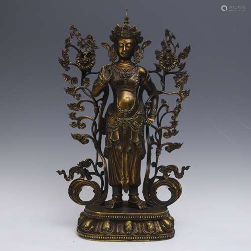 A Chinese Gilt Bronze Guanyin