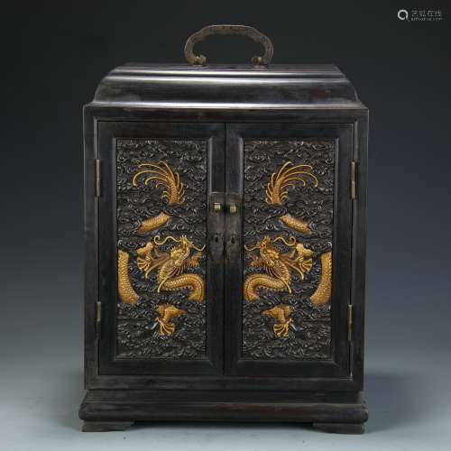 A Chinese Carved Wood Book Case
