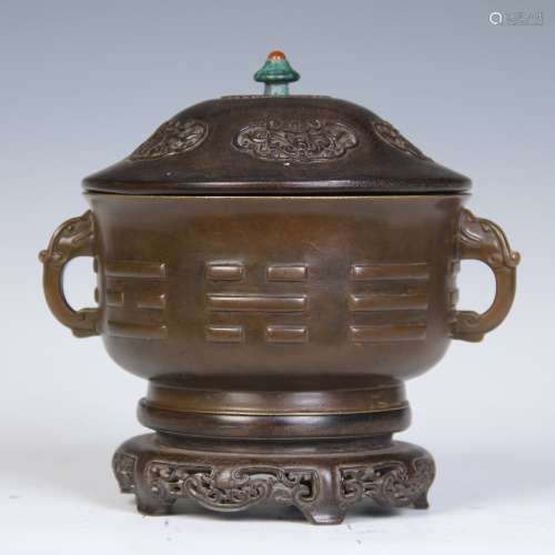 A Chinese Bronze Insence Burner with Cover