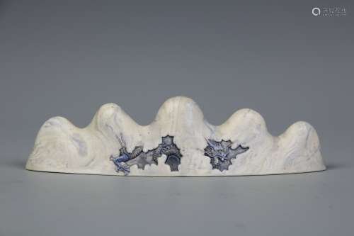 A Chinese Blue And White Porcelain Brush Rest