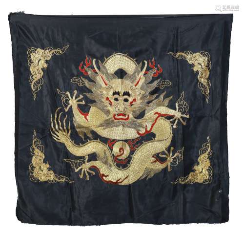 A Chinese Silk With Dragon