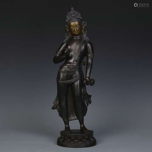 A Chinese Gilt Bronze Guanyin