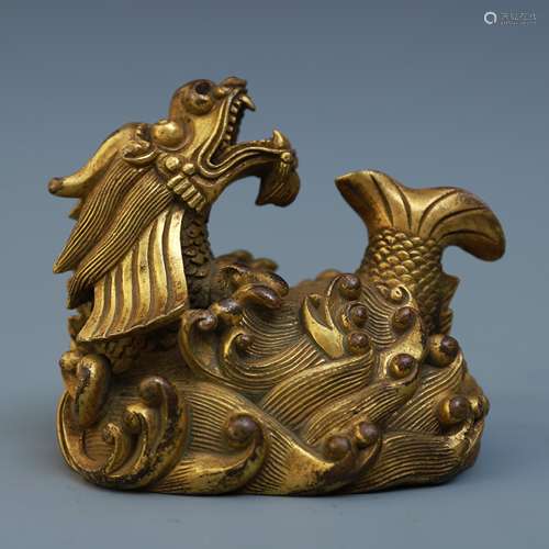 A Chinese Gilt Bronze Paperweight