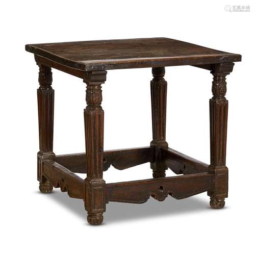 A SPANISH BAROQUE IRON-MOUNTED WALNUT SIDE TABLE