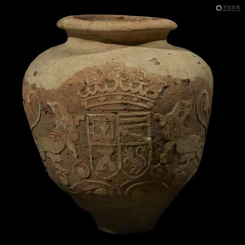 AN IBERIAN EARTHENWARE OLIVE JAR