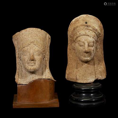 TWO LATE ROMAN TERRACOTTA HEADS