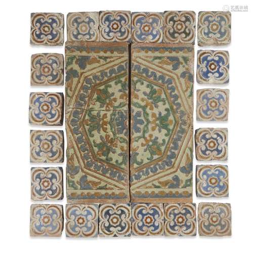 A SET OF SPANISH TIN-GLAZED EARTHENWARE TILES