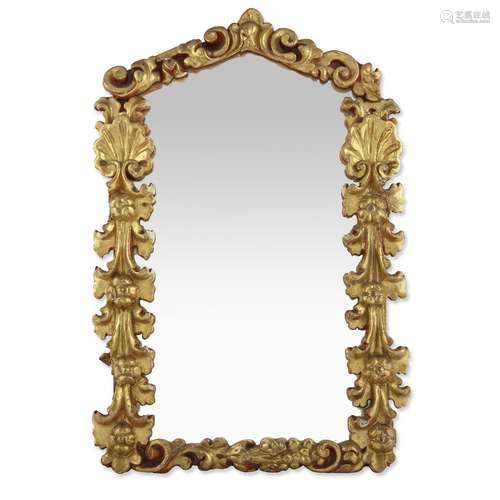 AN ITALIAN ROCOCO GILTWOOD TABLE MIRROR