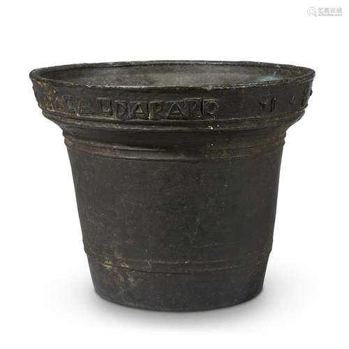 A LARGE SPANISH CAST BRONZE MORTAR