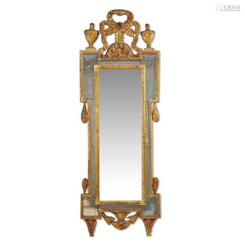 A PAIR OF ITALIAN NEOCLASSICAL GILTWOOD BANDED PIER MIRRORS