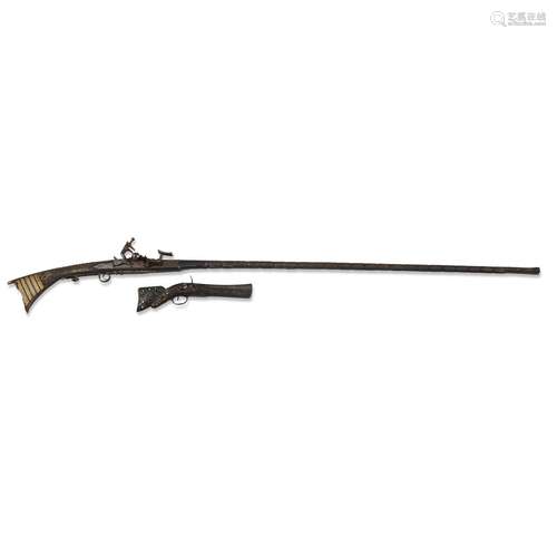 AN OTTOMAN SILVER-MOUNTED AND IVORY-INLAID FLINTLOCK RIFLE