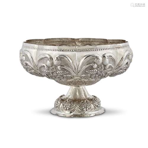 A LARGE SILVER FOOTED CENTER BOWL