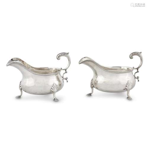 A PAIR OF GEORGE III STERLING SILVER SAUCEBOATS