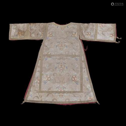 A FRENCH LATE BAROQUE SILK AND SILVER THREAD BROCADED DALMATIC