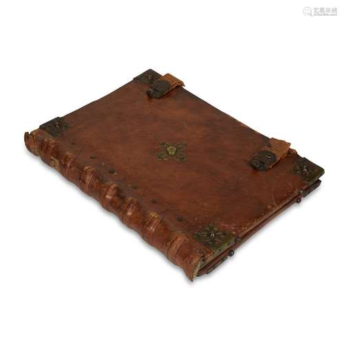 A SPANISH BRASS-MOUNTED LEATHER  PORTFOLIO