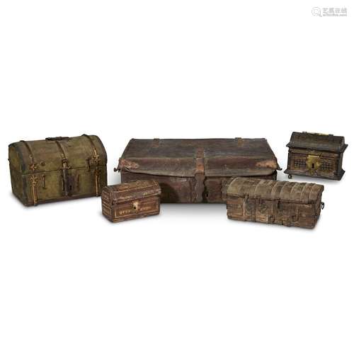 AN ASSEMBLED GROUP OF FIVE CONTINENTAL MINIATURE CHESTS