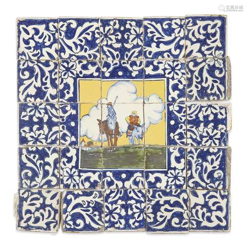 A SET OF TWENTY-FIVE SPANISH PICTORIAL TILES DEPICTING DON QUIXOTE