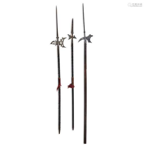 THREE STEEL HALBERDS