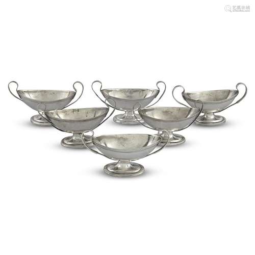 SIX MEXICAN COLONIAL STYLE SILVER SALTS