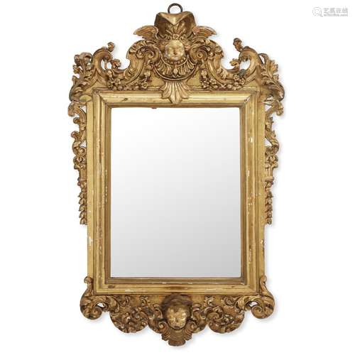 A QUEEN ANNE GILTWOOD MIRROR