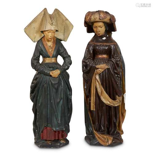 TWO POLYCHROME PLASTER MOURNERS FROM THE TOMB OF ISABELLA OF BOURBON