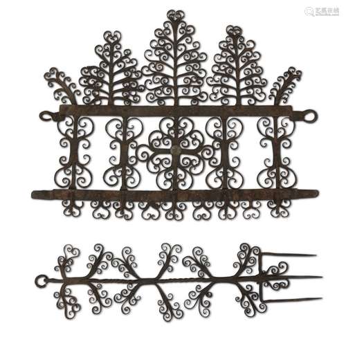 TWO CONTINENTAL WROUGHT IRON KITCHEN ELEMENTS