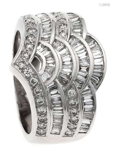 Brillant-Ring WG 750/000 mit Diamant-Baguettes, zus.