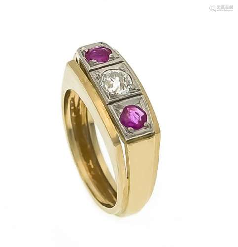 Rubin-Altschliff-Diamant-Ring GG/WG 585/000 mit einem