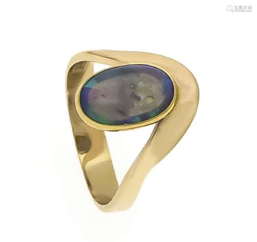 Opal-Ring GG 750/000 mit ovalem Opal-Cabochon 12 x 8