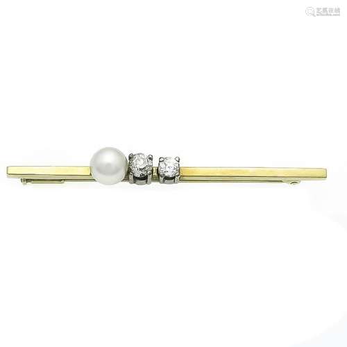 Perlen-Altschliff-Diamant-Stabbrosche GG 585/000 mit