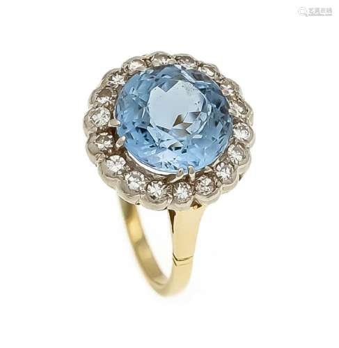 Blautopas-Diamant-Ring GG/WG 585/000 mit einem rund