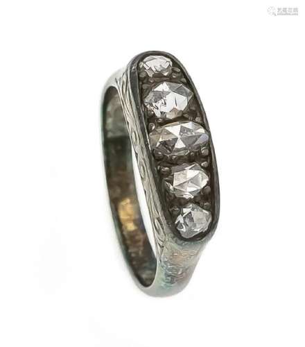 Diamant-Rosen-Ring WG 585/000 mit 5 runden und ovalen
