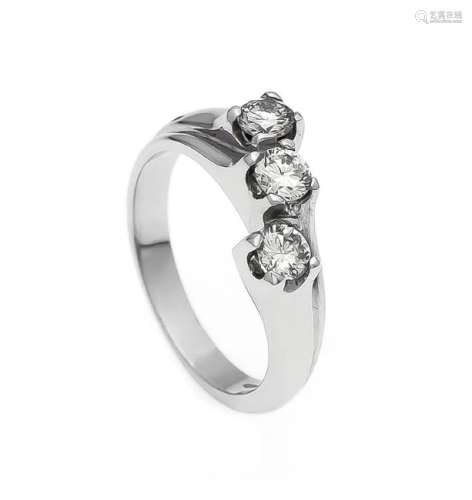 Brillant-Ring WG 750/000 mit 3 Brillanten, zus. 0,70 ct