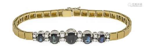 Saphir-Brillant-Armband GG/WG 750/000 mit 5 oval fac.