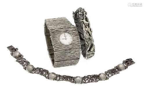 Konvolut Silber 835/000 Vintage Armbanduhr, L. 17,5 -