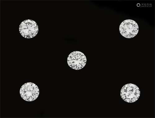 5 Brillanten, zus. 1,50 ct l.get.W+-W/SI-PI  English: 5