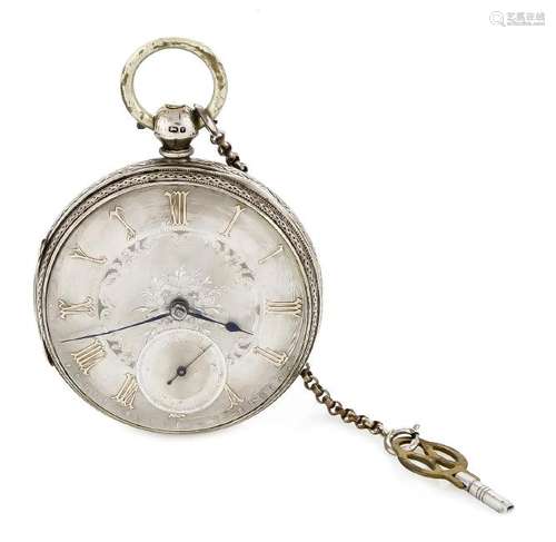 Herrentaschenuhr, Silber, Schlüssel an Kette,