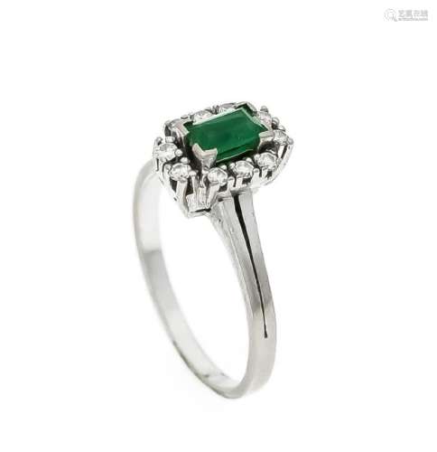 Smaragd-Brillant-Ring WG 750/000 rechteckig fac.