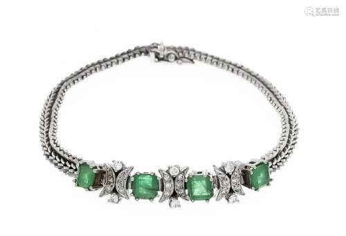 Smaragd-Brillant-Armband WG 585/000 mit 4 fac.