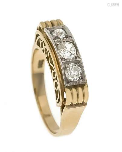 Altschliff-Diamant-Ring GG/WG 585/000 mit 3