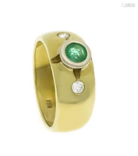 Smaragd-Brillant-Ring GG/WG 750/000 mit einem rund fac.