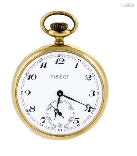 Herrentaschenuhr Tissot, offen, vergoldet, weißes