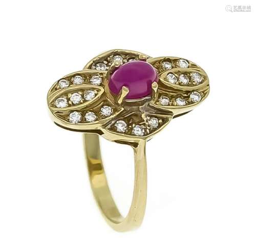 Rubin-Brillant-Ring GG 585/000 mit einem ovalen