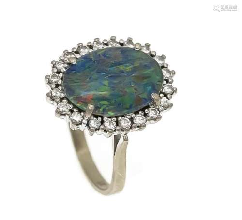 Opal-Brillant-Ring WG 750/000 mit einer Opaltriplette